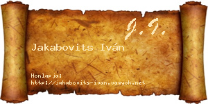 Jakabovits Iván névjegykártya